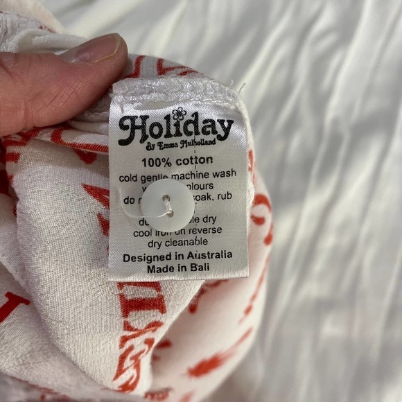 Holiday By Emma Mulholland Layover Button-Down Red & White Cropped Blouse-Medium - Picture 4 of 6